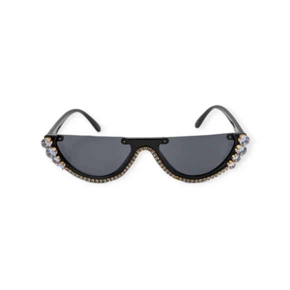 Rhinestone Decor Half Frame Sunglasses - Picture 2 of 5
